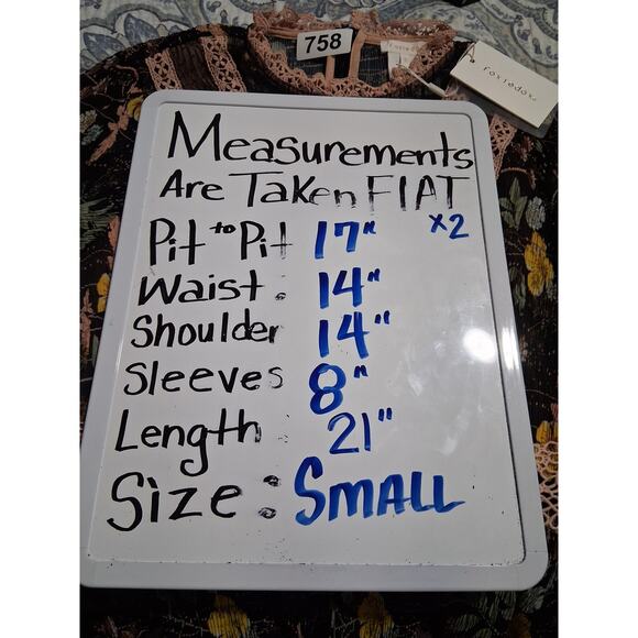 Foxie Dox Lace Mesh Sheer Women's size Small  Romantic Farah Floral Crochet Top - Picture 8 of 12